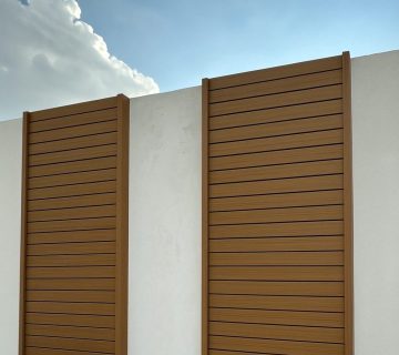 Wooden Panels Against Cloudy Sky